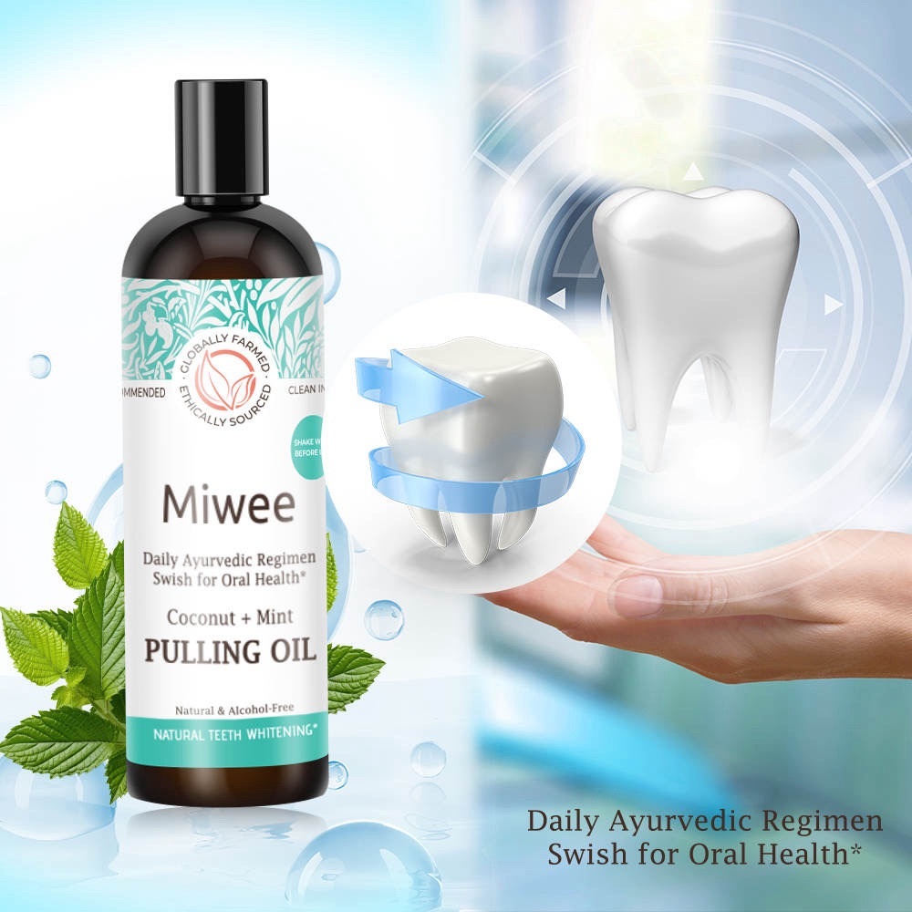 oral oil pulling with coconut & peppermint oil natural alcohol free mouthwash te
